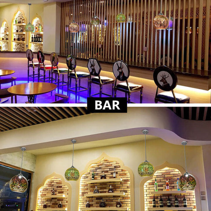 Modern 3D Colorful Fireworks Glass Pendant Light – 1-Light Dome Pendant Fixture