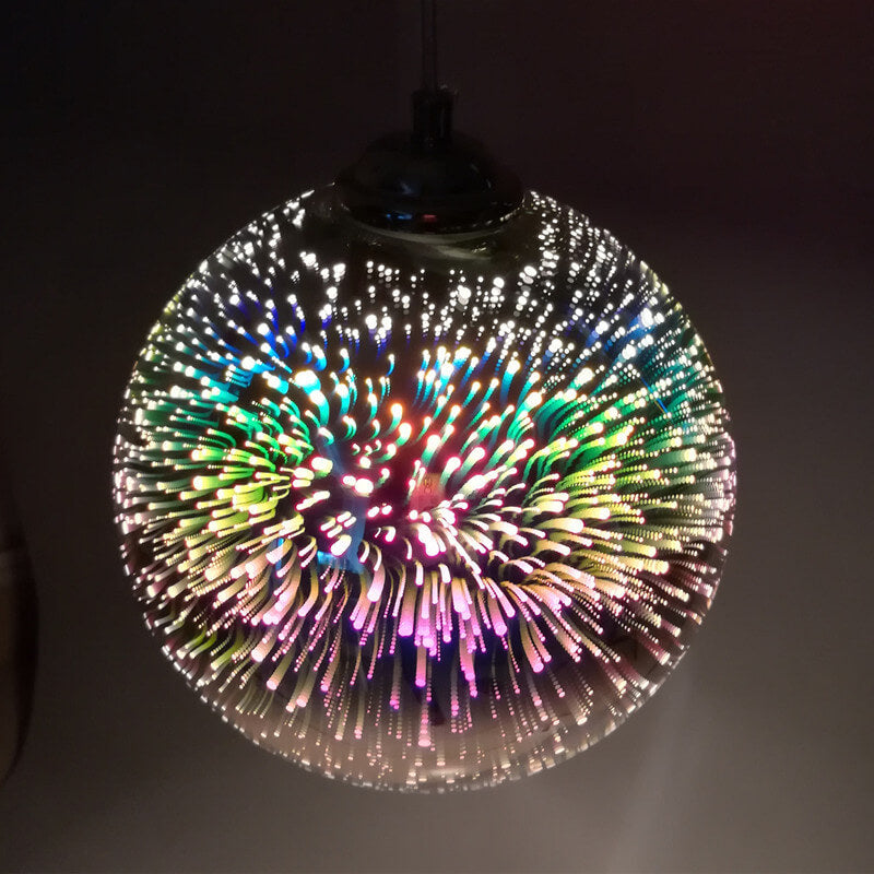 Modern 3D Colorful Fireworks Glass Pendant Light – 1-Light Dome Pendant Fixture