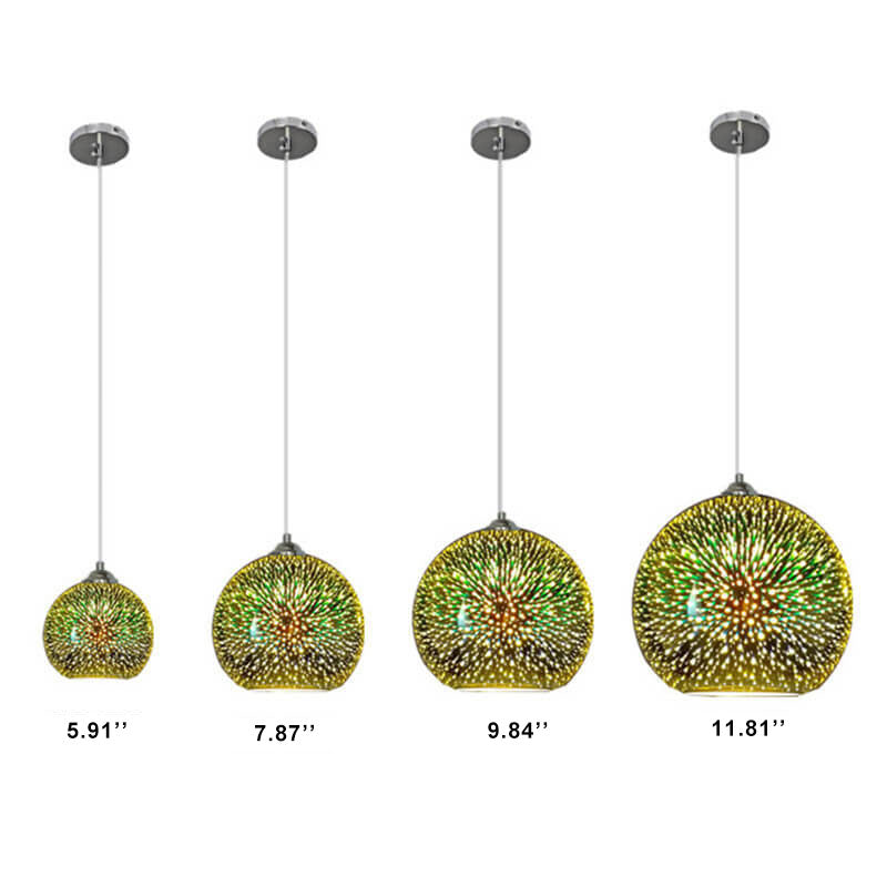 Modern 3D Colorful Fireworks Glass Pendant Light – 1-Light Dome Pendant Fixture