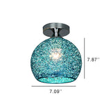 Modern Colorful 1-Light Dome Semi-Flush Ceiling Light