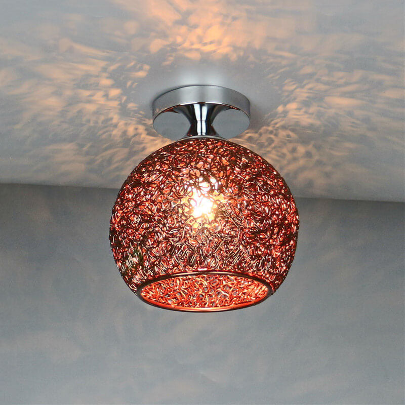 Modern Colorful 1-Light Dome Semi-Flush Ceiling Light