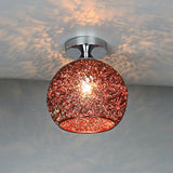 Modern Colorful 1-Light Dome Semi-Flush Ceiling Light