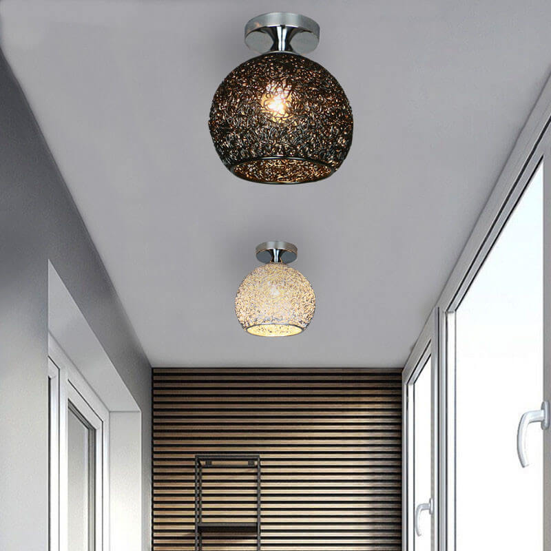 Modern Colorful 1-Light Dome Semi-Flush Ceiling Light