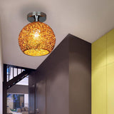 Modern Colorful 1-Light Dome Semi-Flush Ceiling Light