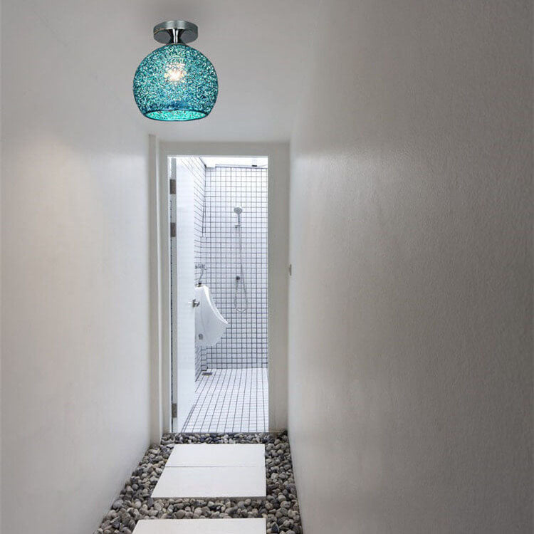 Modern Colorful 1-Light Dome Semi-Flush Ceiling Light