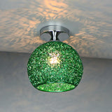 Modern Colorful 1-Light Dome Semi-Flush Ceiling Light