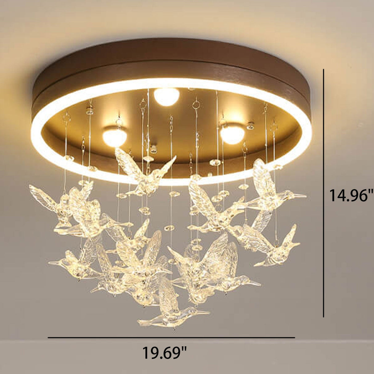 Modern Creative Cartoon Round Bird LED Flush Mount Ceiling Light - Hanging Pendant Style