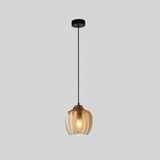 Nordic-Style Textured Wavy Glass 1-Light Barrel Pendant Light