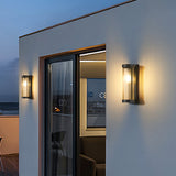 Solar-Powered Wall Lamp with a Modern Metal and Glass Body