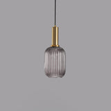 Chic Minimalist Striped Glass Lantern Pendant Light — 1 Light Fixture