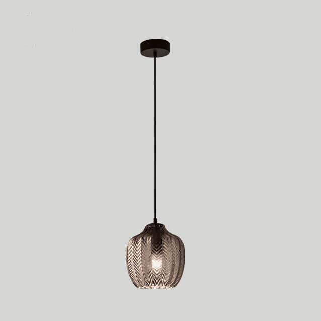 Nordic-Style Textured Wavy Glass 1-Light Barrel Pendant Light