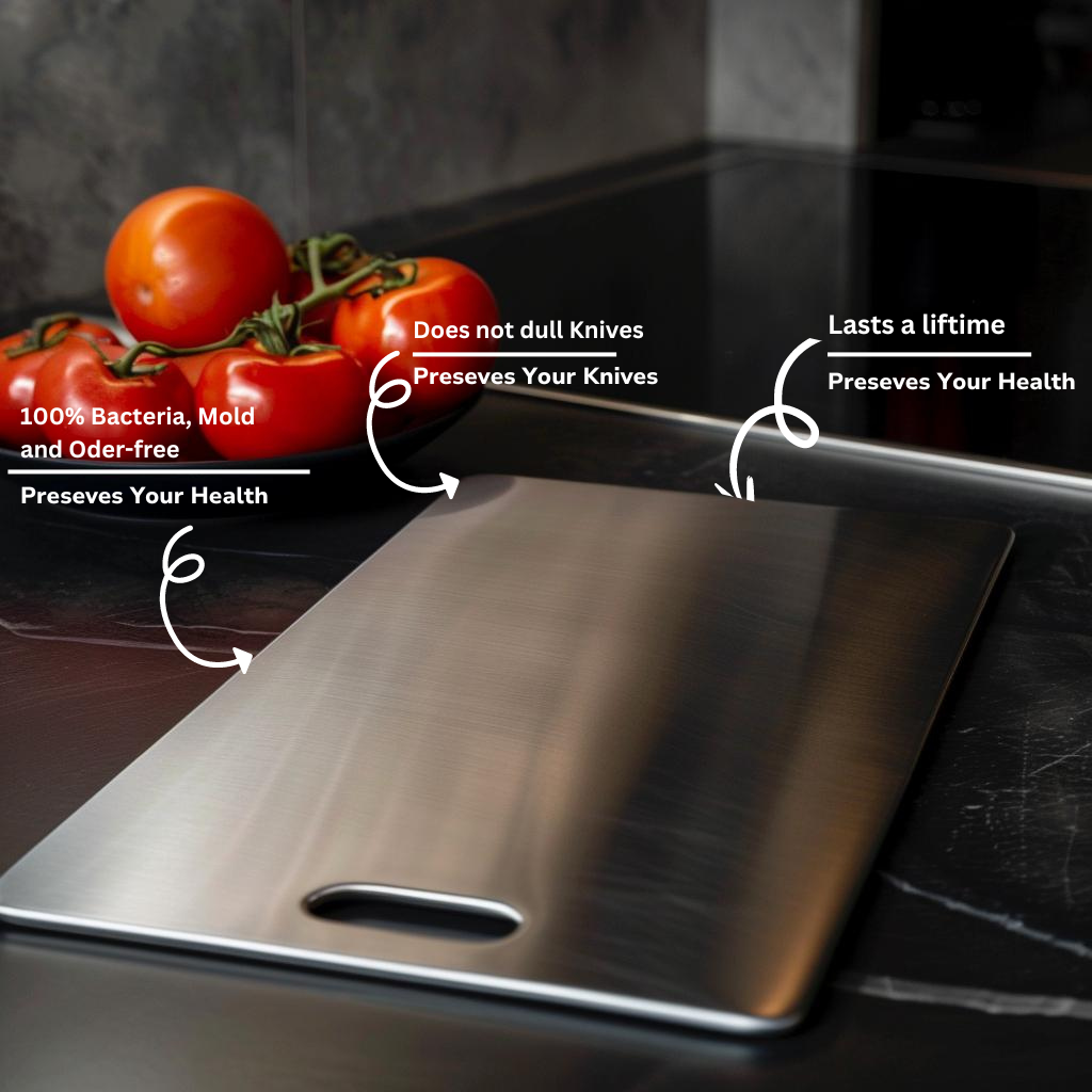 Premium Antibacterial Stainless Steel Cutting Board - Knife-Friendly & Hygienic