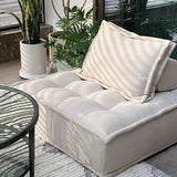 Modern Minimalist Square Sofa with Backrest — Carbon Steel Frame, Linen-Textured Technical Fabric Upholstery, Living Room