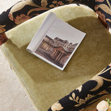 Traditional French-Style Solid Ash Wood Curved Handrail Accent Chair & Table Set in Cotton-Linen Blend for Living Room
