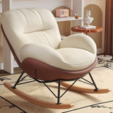 Contemporary Nordic Velvet Upholstered Rocking Chair with Cat-Scratch-Resistant Leather Accents, Iron Frame and Solid Wood Plywood Backrest for Living Room