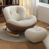 Contemporary Nordic Velvet Upholstered Rocking Chair with Cat-Scratch-Resistant Leather Accents, Iron Frame and Solid Wood Plywood Backrest for Living Room