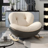 Contemporary Nordic Velvet Upholstered Rocking Chair with Cat-Scratch-Resistant Leather Accents, Iron Frame and Solid Wood Plywood Backrest for Living Room