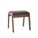 Sleek Modern Minimalist Rectangular Solid Wood Vanity Stool with Linen Cushioned Seat for the Bedroom