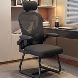 Modern Minimalist Ergonomic Desk Chair with Metal Frame, PP Mesh Backrest and Fabric Seat, Adjustable Armrests for Home Office