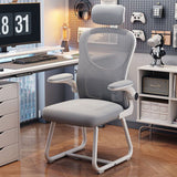 Modern Minimalist Ergonomic Desk Chair with Metal Frame, PP Mesh Backrest and Fabric Seat, Adjustable Armrests for Home Office