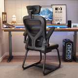 Modern Minimalist Ergonomic Desk Chair with Metal Frame, PP Mesh Backrest and Fabric Seat, Adjustable Armrests for Home Office