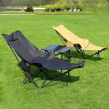 Modern Industrial Folding Camping Chair with Oxford Fabric, Carbon Steel Frame, Backrest and Footrest for Outdoor Patio