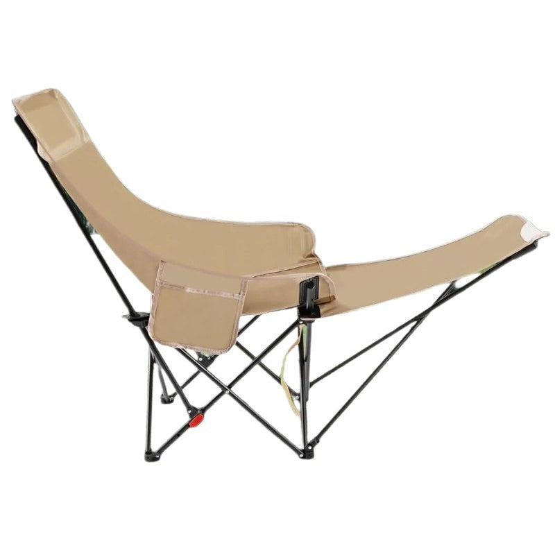 Modern Industrial Folding Camping Chair with Oxford Fabric, Carbon Steel Frame, Backrest and Footrest for Outdoor Patio