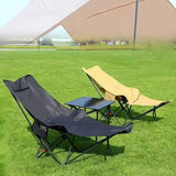 Modern Industrial Folding Camping Chair with Oxford Fabric, Carbon Steel Frame, Backrest and Footrest for Outdoor Patio