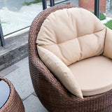 Modern Minimalist Round Sponge Cushion Sofa with PE Rattan Weaving - Backrest & Armrest for Outdoor Patios