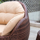 Modern Minimalist Round Sponge Cushion Sofa with PE Rattan Weaving - Backrest & Armrest for Outdoor Patios