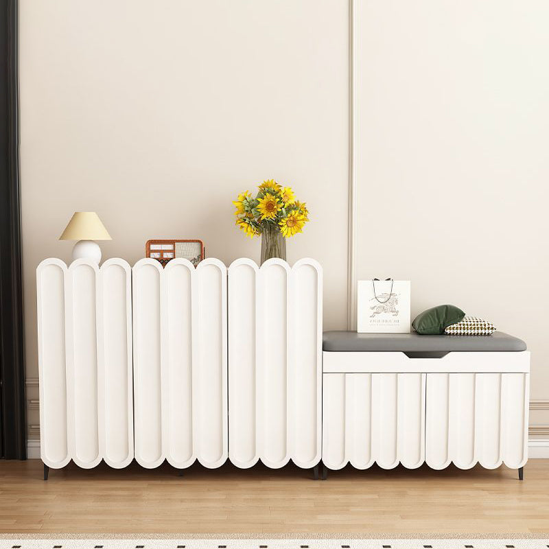 4-Tier Entryway Shoe Storage – Contemporary Scalloped-Edge Rectangular Metal Frame with Solid Wood Board, Eco-Friendly Design