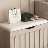 Contemporary Solid Wood Rectangular 4-Tier Shoe Bench with Scalloped Edge and Rounded Corners, Eco-Friendly Faux Leather Top for Entryway