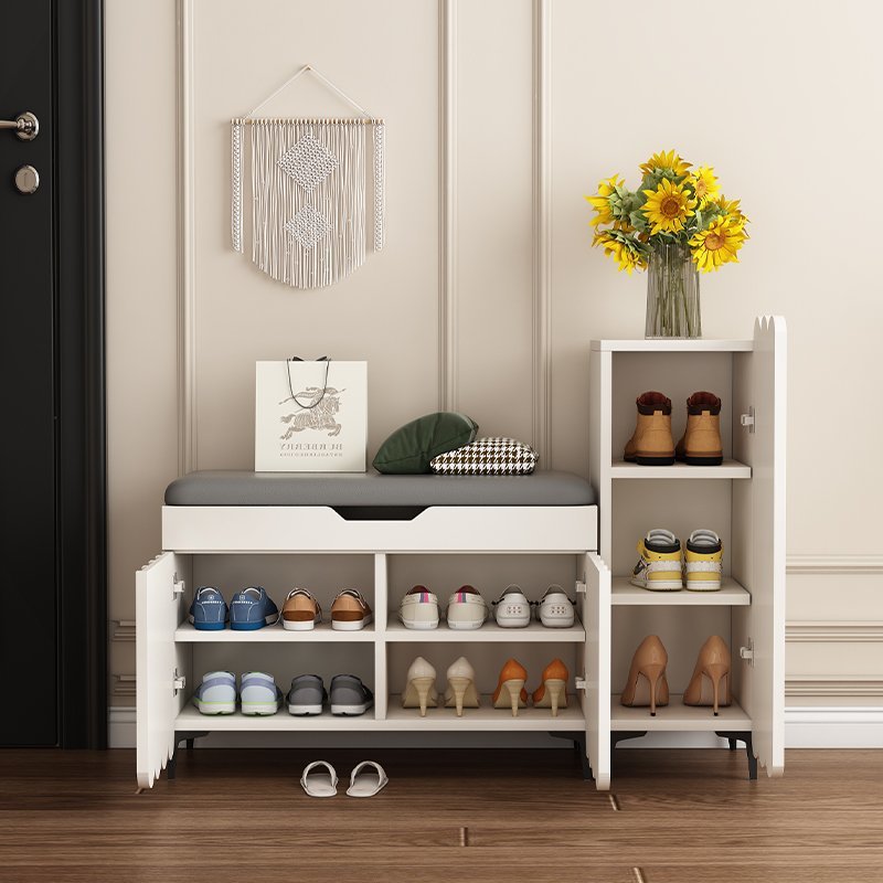 4-Tier Entryway Shoe Storage – Contemporary Scalloped-Edge Rectangular Metal Frame with Solid Wood Board, Eco-Friendly Design