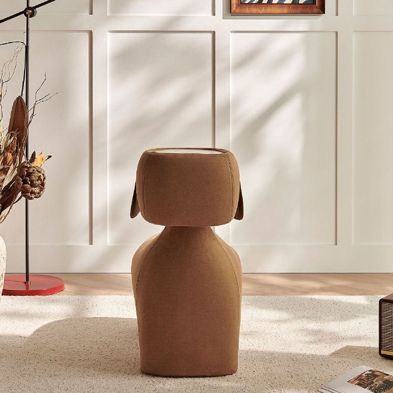 Contemporary Dog-Design Carbon Steel Stool with Brushed Velvet Finish and Rotating Head – Kids’ Stool for Living Room
