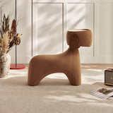 Contemporary Dog-Design Carbon Steel Stool with Brushed Velvet Finish and Rotating Head – Kids’ Stool for Living Room