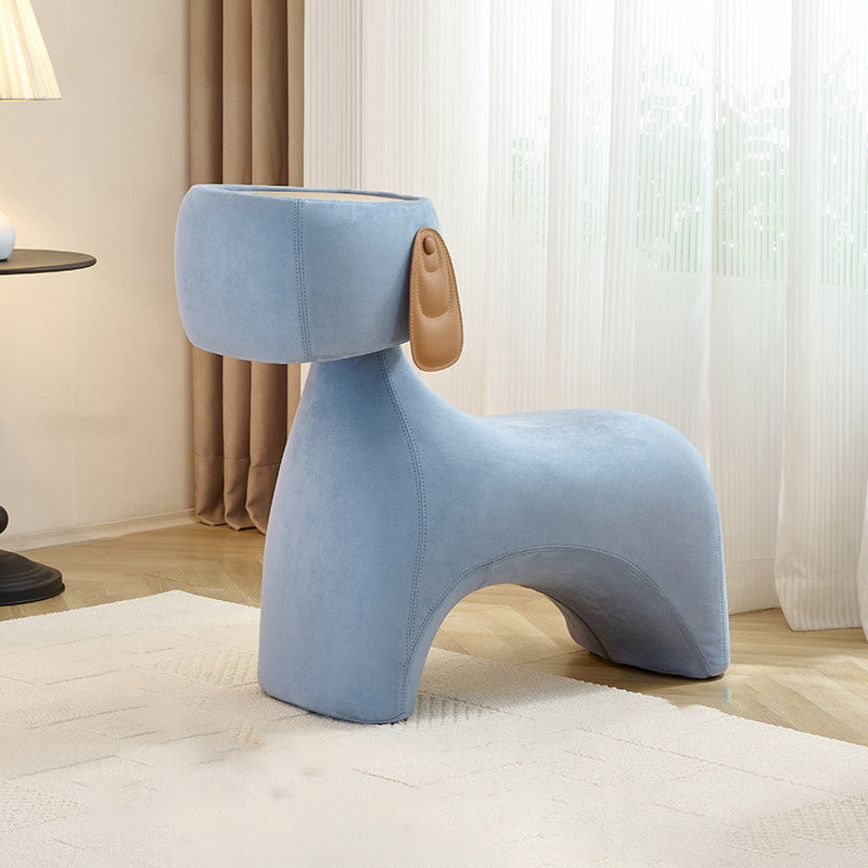 Contemporary Dog-Design Carbon Steel Stool with Brushed Velvet Finish and Rotating Head – Kids’ Stool for Living Room