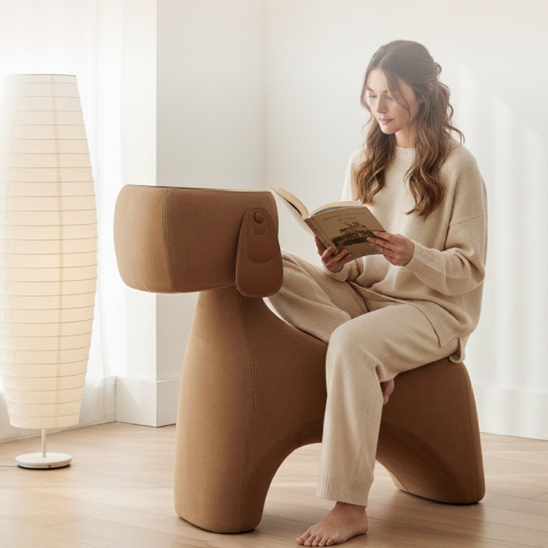Contemporary Dog-Design Carbon Steel Stool with Brushed Velvet Finish and Rotating Head – Kids’ Stool for Living Room