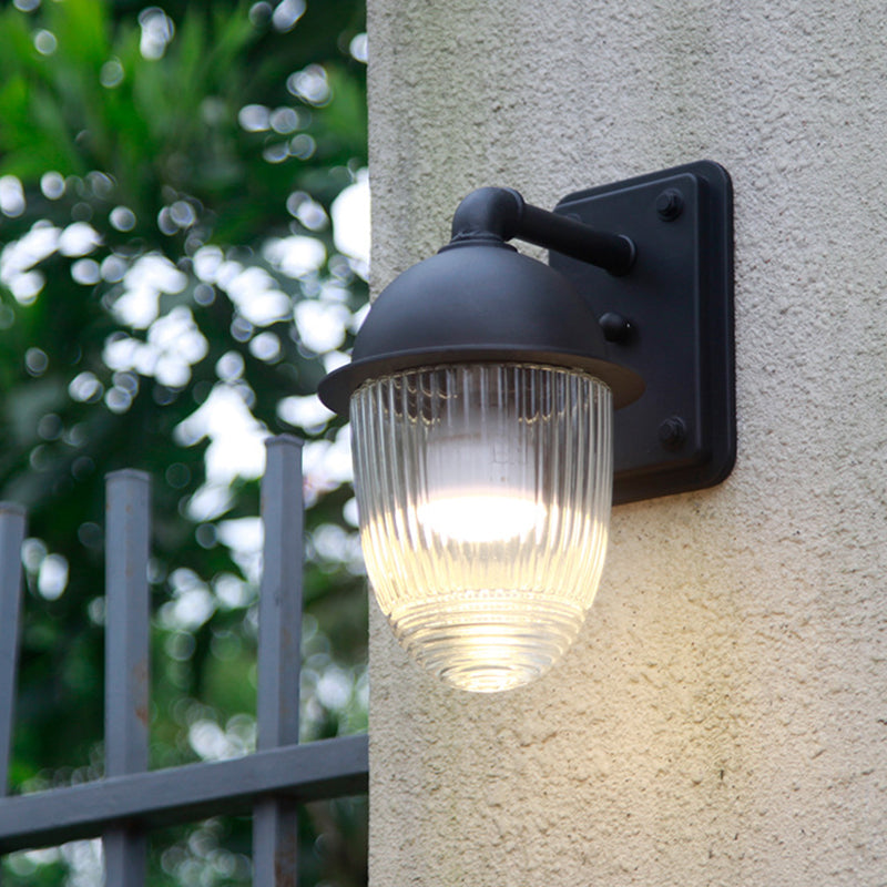 Modern Minimalist Nut-Shape Outdoor Wall Sconce - Waterproof Aluminum & Glass, 1-Light Garden Lamp