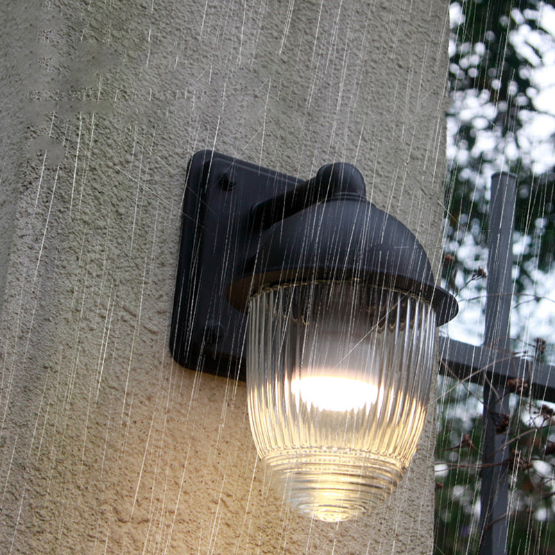 Modern Minimalist Nut-Shape Outdoor Wall Sconce - Waterproof Aluminum & Glass, 1-Light Garden Lamp