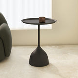 Sleek Modern Round Iron Coffee Table - 1-Tier Minimalist Design for Living Room