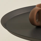Sleek Modern Round Iron Coffee Table - 1-Tier Minimalist Design for Living Room