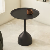 Sleek Modern Round Iron Coffee Table - 1-Tier Minimalist Design for Living Room