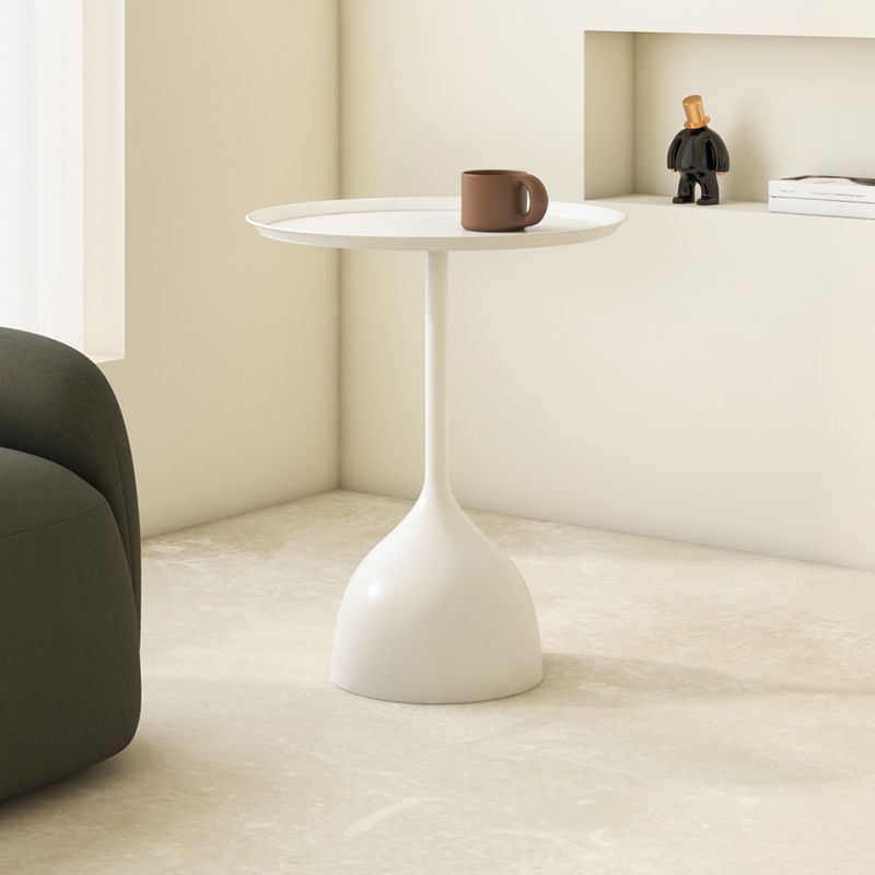 Sleek Modern Round Iron Coffee Table - 1-Tier Minimalist Design for Living Room