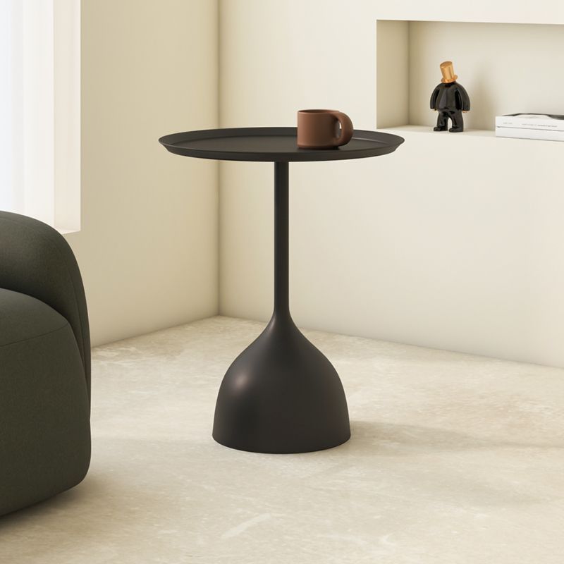Sleek Modern Round Iron Coffee Table - 1-Tier Minimalist Design for Living Room