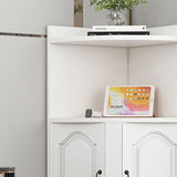 Contemporary Nordic Triangular Solid Wood Eco-Panel Corner Shelf Unit with 2 Cabinets and 2 Tiers for Living Room