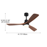Contemporary Nordic Three-Blade Ceiling Fan with Solid Wood Blades, Carbon Steel Body, LED Light Kit, and Downrod – Ideal for Living Room