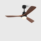 Contemporary Nordic Three-Blade Ceiling Fan with Solid Wood Blades, Carbon Steel Body, LED Light Kit, and Downrod – Ideal for Living Room