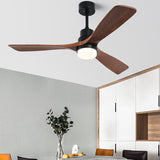 Contemporary Nordic Three-Blade Ceiling Fan with Solid Wood Blades, Carbon Steel Body, LED Light Kit, and Downrod – Ideal for Living Room