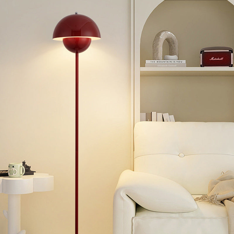 Contemporary Scandinavian Iron Floor Lamp with Mushroom Lampshade – Modern Standing Light for Living Room