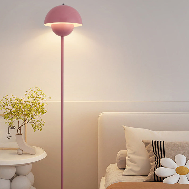 Contemporary Scandinavian Iron Floor Lamp with Mushroom Lampshade – Modern Standing Light for Living Room